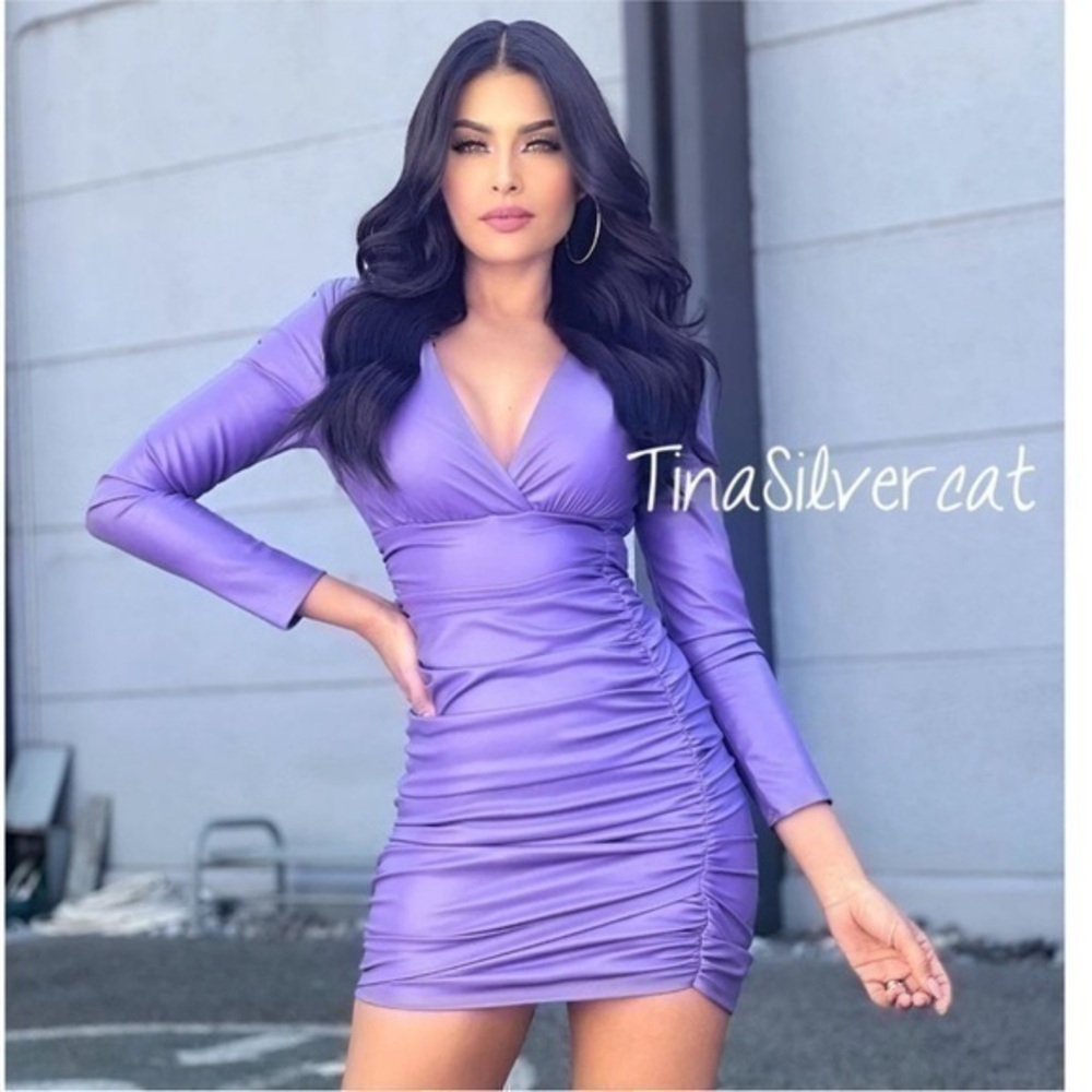 ZARA Faux Leather purple dress